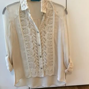💯% silk & lace blouse